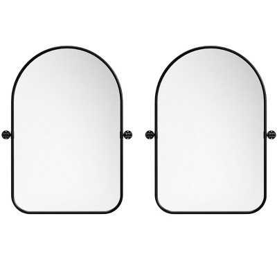 HomeRoots Set of Two Black Iron Arch Tilting Framed Bathroom Vanity Mirrors