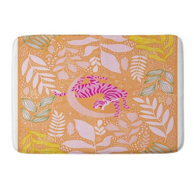 Deny Designs ThirtyOne Illustrations Tiger Moon in Tangerine Memory Foam Bath Mat Orange
