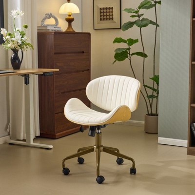 Karl Home | PU Curved Office Chair With Antique Bronze Base