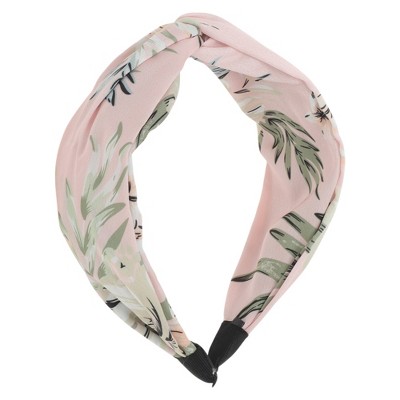Unique Bargains Women's Wide Tie Floral Headbands Pink 1 Pc
