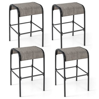 Tangkula 4PCS 30" Bar Height Bistro Stools Outdoor Bar Stools w/ Breathable Fabric Seat