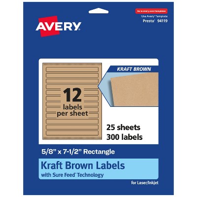 Avery Kraft Brown Rectangle Labels with Sure Feed, 5/8" x 7-1/2"