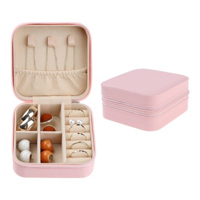 Unique Bargains Mini Portable PU Leather Travel Storage Display Holder Jewelry Box for Women and Girls Gifts