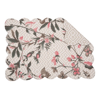 C&F Home Blair Garden Quilted Oblong Cotton Reversible Tabletop Placemats Set of 6, 13" x 19"