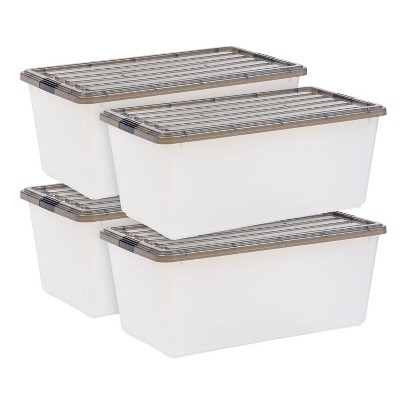 IRIS Stack and Pull Plastic Storage Bin Clear