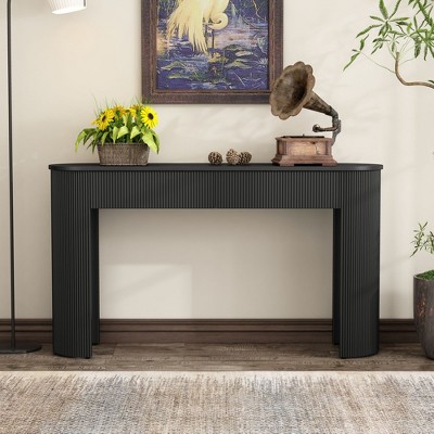 NicBex Modern Fluted Design Console Table with 2 Storage Drawers,Oval Entryway Table Foyer Tables for Entryway,Hallway,Living Room