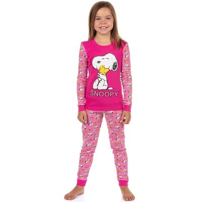 Peanuts Snoopy and Woodstock Pajamas Girls' Friend Hug Tight Fit Sleep Set
