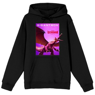 Ultraman Rising Gigatron Long Sleeve Adult Black Hooded Sweatshirt
