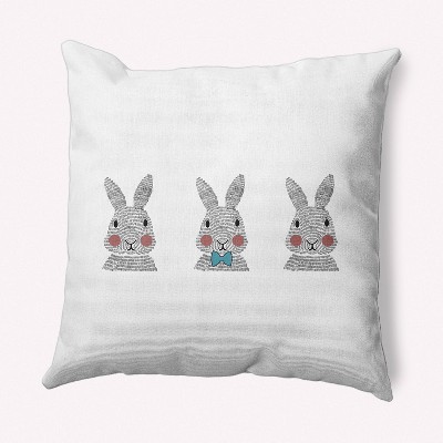 16"x16" Bunny Triplets Easter Square Throw Pillow - e by design