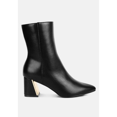 Kaira Metallic Accent Heel High Ankle Boots Women