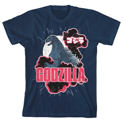 Bioworld Godzilla Classic Art On Navy Blue Tee