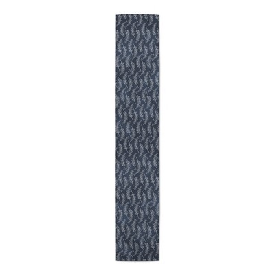 Creative Products Navy Leaf Pattern 16x72 Cotton Twill Table Runner