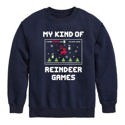 Boys' - Instant Message - My Kind Of Reindeer Games Christmas Graphic Long Sleeve Fleece Sweatshirt