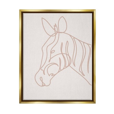Kids' Wall Art by Melissa Wang Zebra Animal Line Doodle Gold Framed Kids' Floater Canvas - Stupell Industries: Kids Room Decor, Digital Art