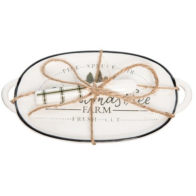 C&F Home Xmas Tree Hostess w/ Spreader Set of 2