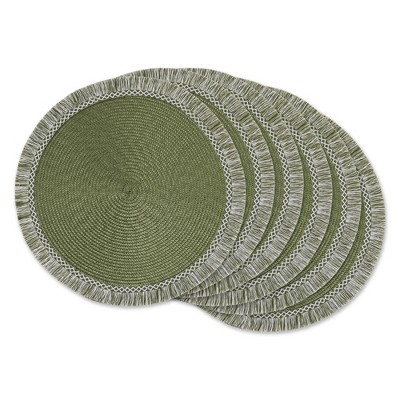 DII Fringe Placemat Set 6 Piece, Sage, 14.75 Dia