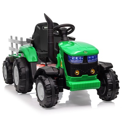 Acekool 12V Kids Ride-On Tractor with Remote, Detachable Trailer, Dual Motors & LED Lights