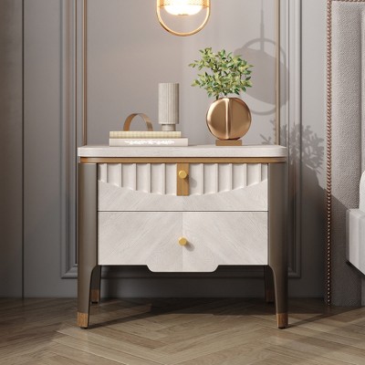 Christopher Knight Home Salomo Modern Wave Design Nightstand with 2 Drawers