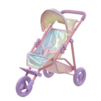 Olivia's Little World Doll Jogging-Style Pram, Iridescent/Pink/Purple