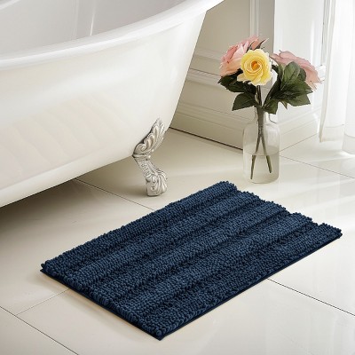 Subrtex Soft 1-piece Luxury Chenille Striped Bathroom Rug, 16" x 24"