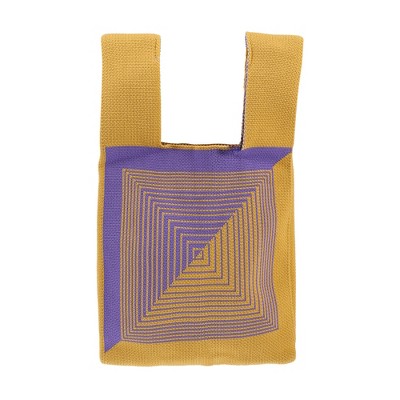 Unique Bargains Reusable Mesh Net Grocery Tote Bags Purple Yellow 14.17"x7.87" 1 Pc