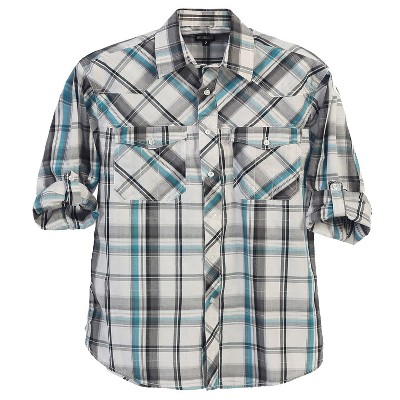Gioberti Boy's Long Sleeve Roll Up Plaid Checked Shirt