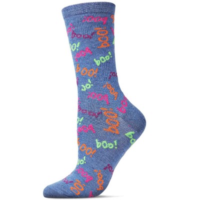 Memoi Women's Boo on You Halloween Novelty Crew Socks Denim Heather One Size