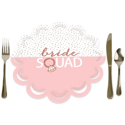 Big Dot of Happiness Bride Squad - Rose Gold Bridal Shower or Bachelorette Party Round Table Decorations - Paper Chargers - Place Setting For 12