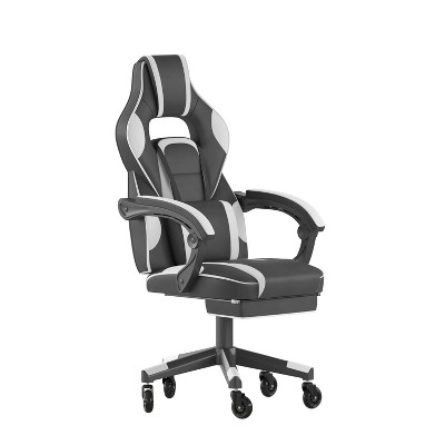 Flash Furniture X40 Gaming Chair Racing Computer Chair with Fully Reclining Back/Arms and Transparent Roller Wheels, Slide-Out Footrest