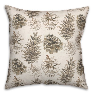 Creative Products Pine Cones on White 18 x 18 Spun Poly Pillow