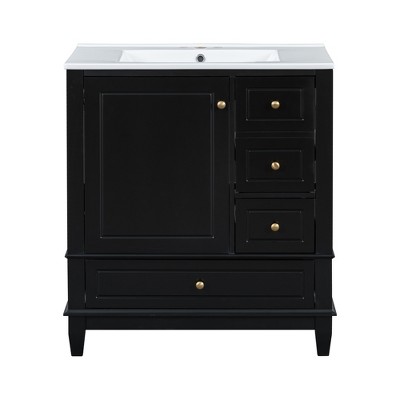 Christopher Knight Home Thomas 30" Bathroom Vanity with Sink, One Door with Shelf and Three Drawers