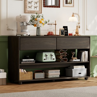 ORRD Vintage Entryway Dresser with Drawers & Shelves, Storage Table for Hallway & Living Room, Espresso
