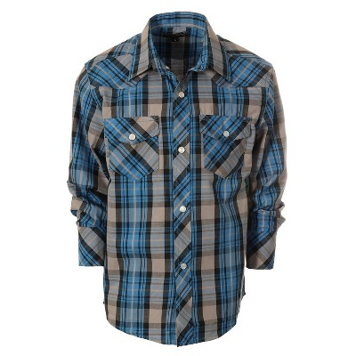 Gioberti Boy's Casual Western Plaid Long Sleeve Pearl Snaps Shirt
