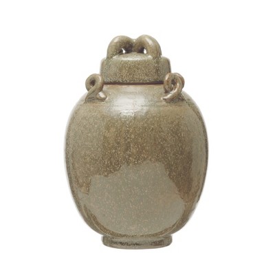 Storied Home Decorative Stoneware Cachepot, Brown Reactive Glaze