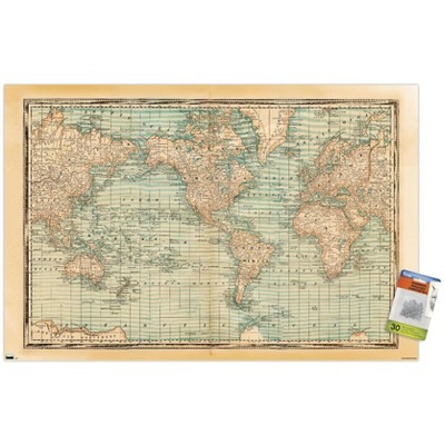 Trends International Map - Rustic Unframed Wall Poster Prints