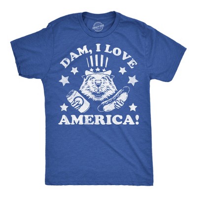 Mens Funny T Shirts Dam I Love America Sarcastic Beaver Graphic Novelty Fourth Of July Tee for Men - Crazy Dog Men's T Shirt For Fourth Of July