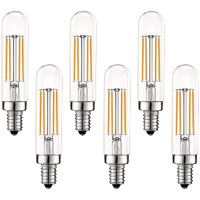 Luxrite E12 LED Tube Bulb 5W=60W Equivalent, T6 T6.5, 2700K Warm White, 500 Lumens, Dimmable, Vintage Candelabra Bulbs, UL Listed 6 Pack