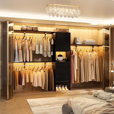Aheaplus 20"-120" W Wooden Closet System with Doors and Drawers