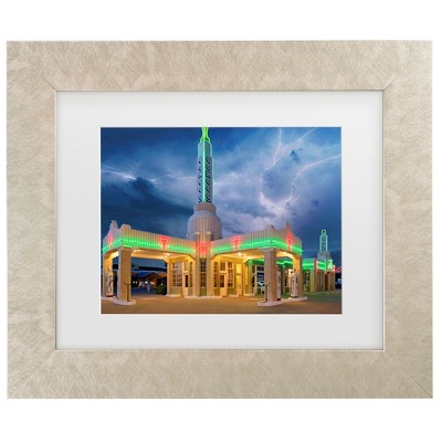 Trademark Fine Art - Mike Jones Photo Rt 66 Shamrock Texas Conoco Lightning Matted Framed Art