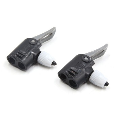 Unique Bargains Plastic Dual Head Pump Nozzle Hose Adapter for Bike Black 2pcs