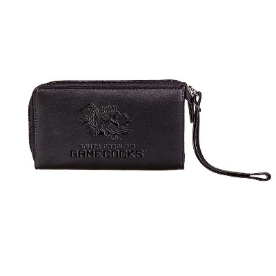 Evergreen NCAA South Carolina Gamecocks Black Leather Women's Wristlet Wallet Officially Licensed with Gift Box