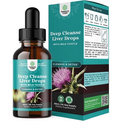 Deep Cleanse, Detox & Repair for Liver with Milk Thistle Liquid Drops, Liver Detox for Immunity & Daily Cleanse, Nature's Craft, 60mL