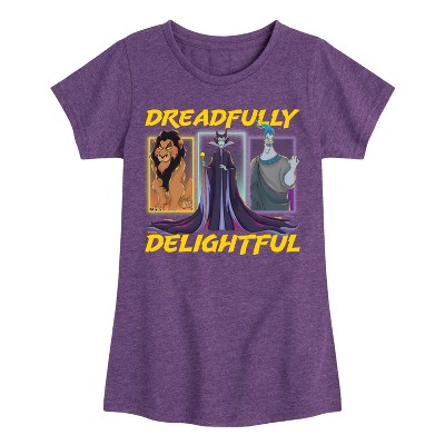 Girls' - Disney Villains - Dreadlfully Delightful Scar Maleficent Hades Fitted Short Sleeve Graphic T-Shirt