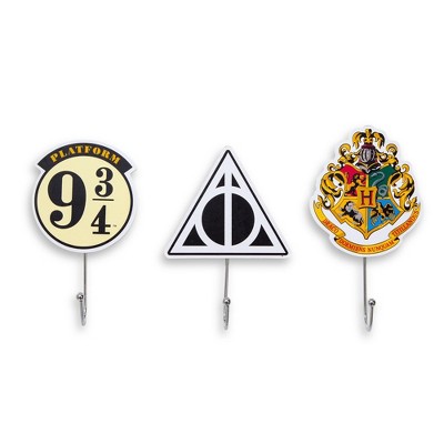 Silver Buffalo Harry Potter Icons Die-Cut Coat Hanger Wall Hooks | Set of 3