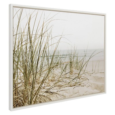 Kate & Laurel All Things Decor Sylvie Calming Beach Grass Framed Canvas by The Creative Bunch Studio