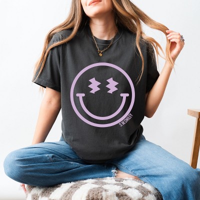 Simply Sage Market S.W.Smiley Smiley Face Outline Puff Print Garment Dyed Tee