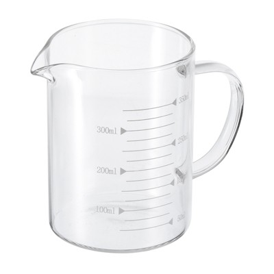Unique Bargains 3.3 Borosilicate Glass V-Shaped Pour Spout Printed Scale Measuring Cup