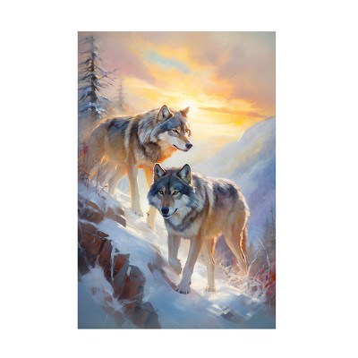 Trademark Fine Art - Ray Heere Wolves in Winter Mountains 2 Canvas Art