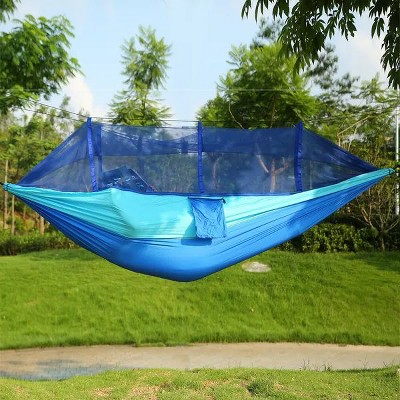 Racxily Camping Hammock, Portable Double Hammock with Net,600lbs Load 2 Persons Hammock w/Mosquito Net Outdoor Hiking, w/ Strap Hook Carry Bag