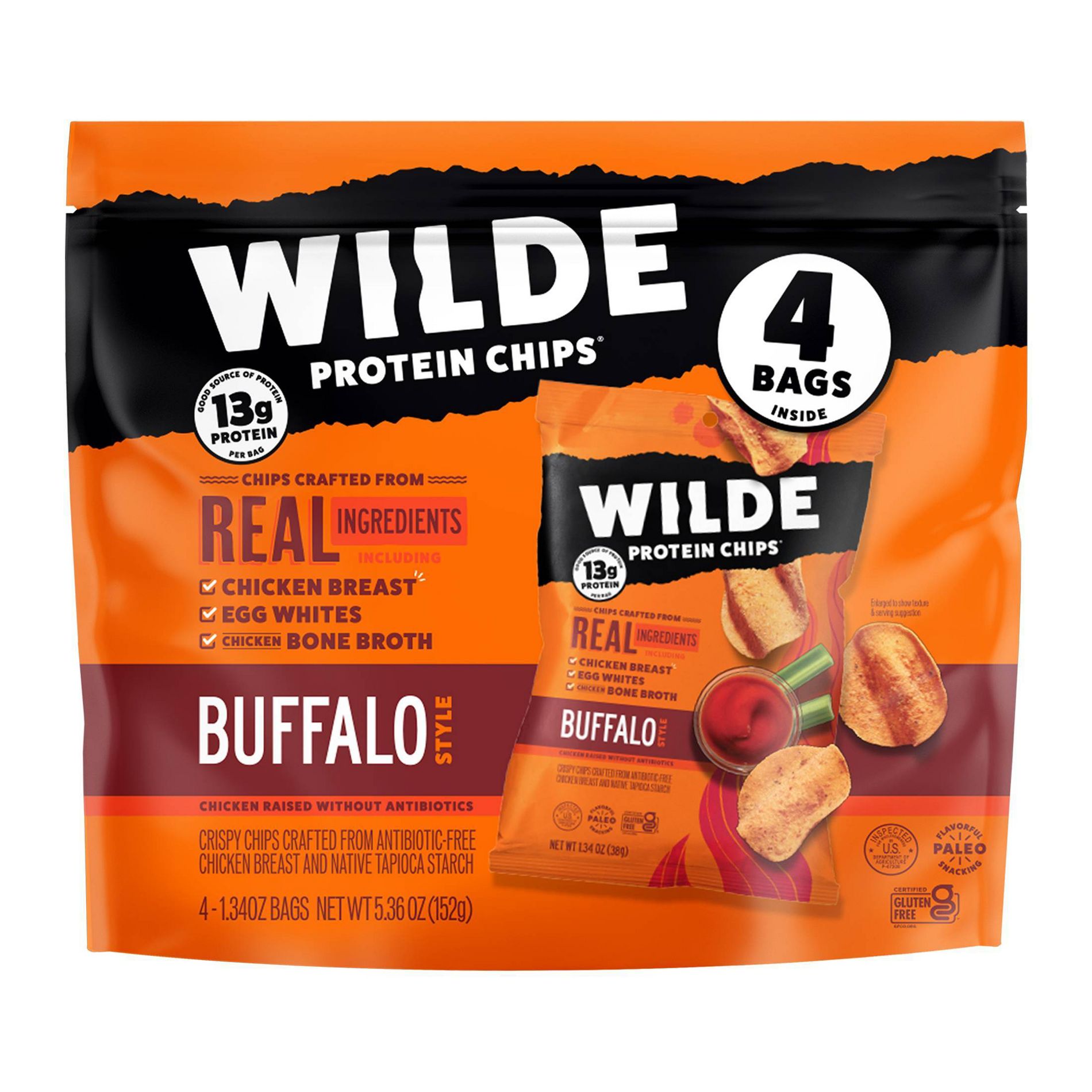WILDE 13g Protein Chips - Buffalo - 4ct
